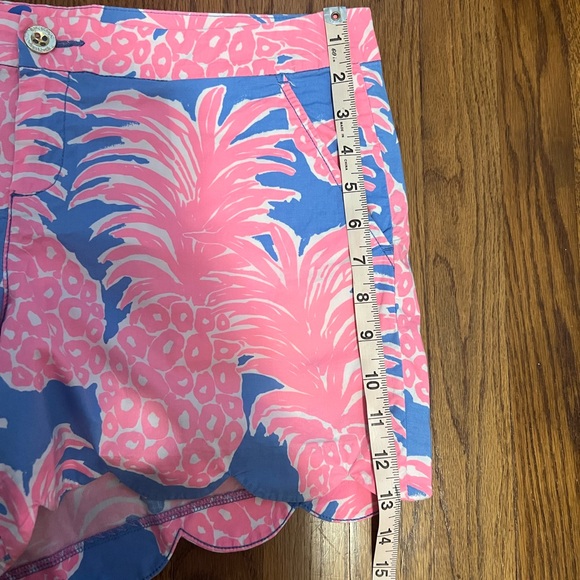 Lilly Pulitzer Pink and Blue Buttercup Tropical Pineapple Print Shorts - Picture 11 of 11